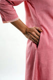 Old rose cotton kurta with lace work
