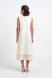 Peach-White Cotton Dobby Dress - Cyan India