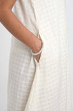 Peach-White Cotton Dobby Dress - Cyan India