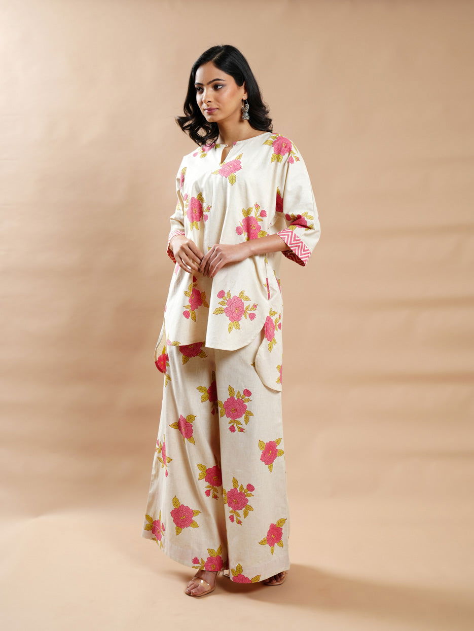 Peach Block print shirt - Cyan India
