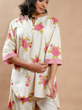 Peach Block print shirt - Cyan India