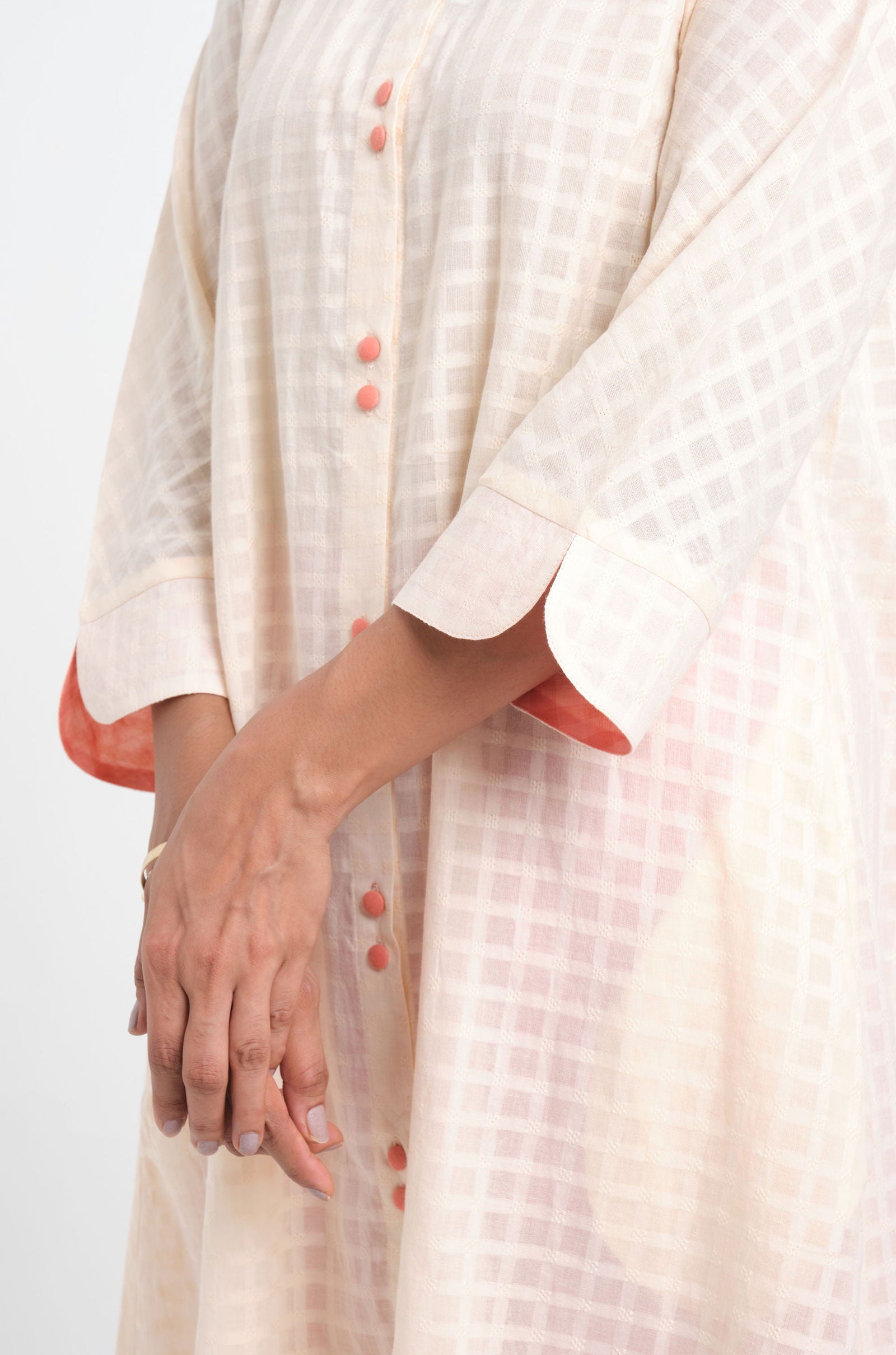 Peach Dobby Kurta - Cyan India