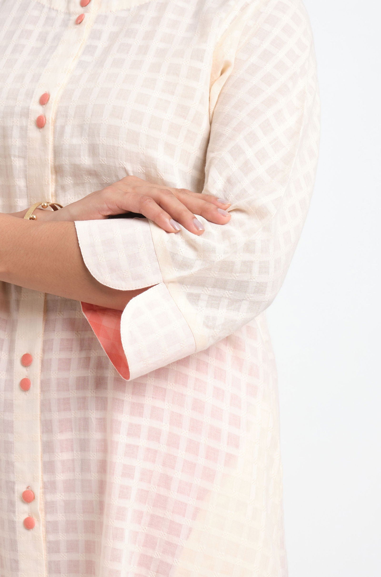 Peach Dobby Kurta - Cyan India