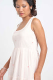 Peach Dots Embroidered Dress - Cyan India
