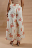 Peach Summer Bloom Cotton-Linen Palazzo - Cyan India