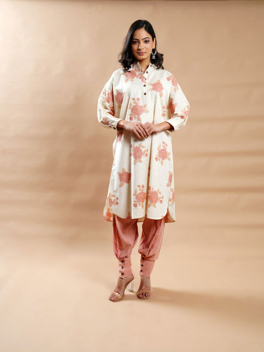 Peach block print kurta - Cyan India