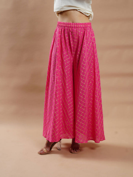 Pink Lurex plazzo - Cyan India