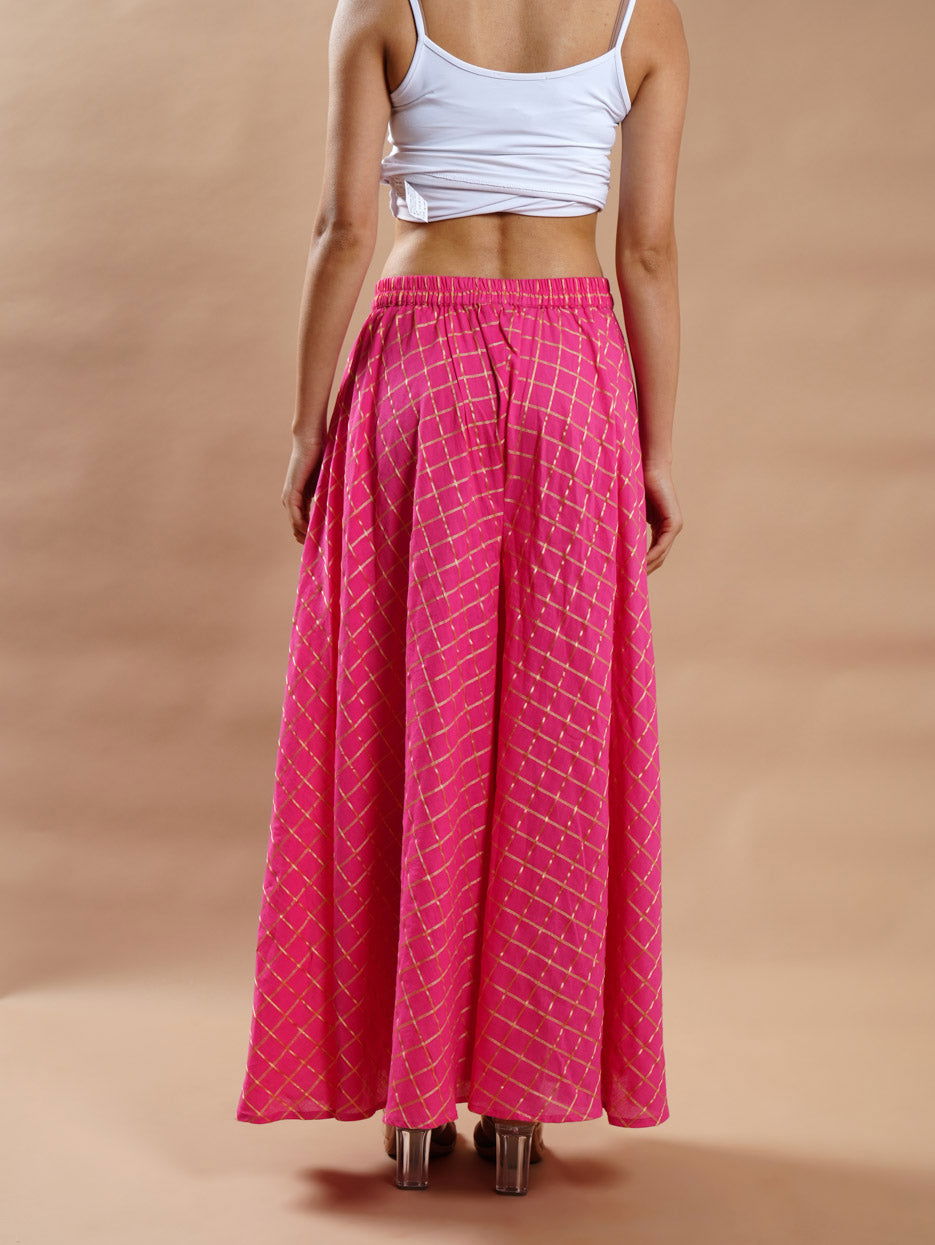 Pink Lurex plazzo - Cyan India