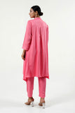 Pink Modal Satin High Low Kurta - Cyan India