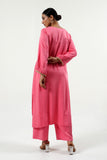 Pink Modal Satin V-Neck Kurta Set - Cyan India