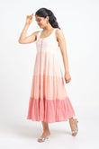 Pink Tiered Cotton Dress - Cyan India