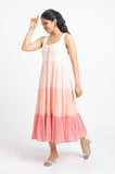 Pink Tiered Cotton Dress - Cyan India