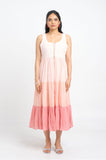 Pink Tiered Cotton Dress - Cyan India