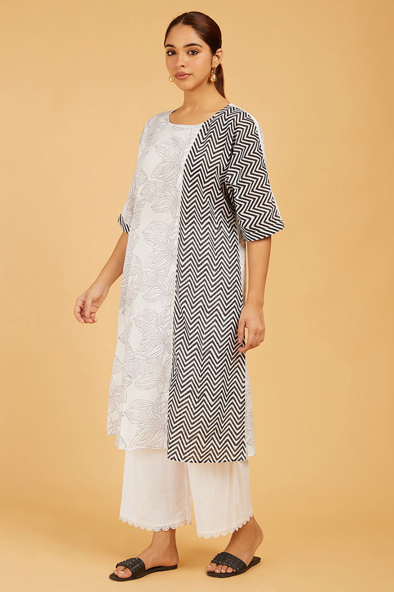 Premium Cotton Block-Print Choga - Cyan India