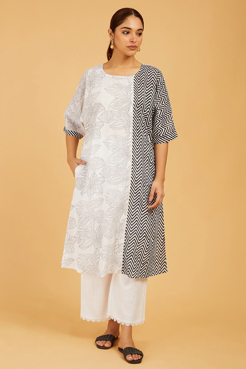 Premium Cotton Block-Print Choga - Cyan India