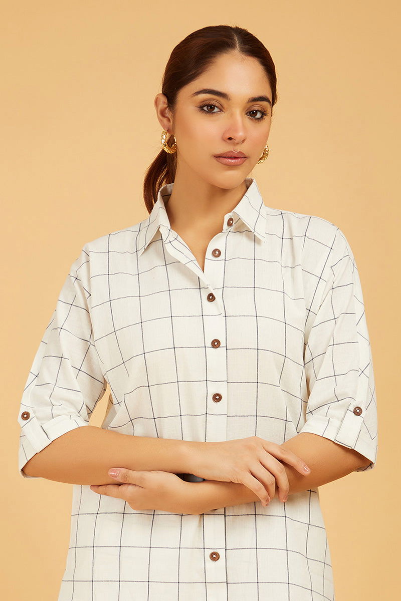 Premium Cotton Checks Shirt - Cyan India
