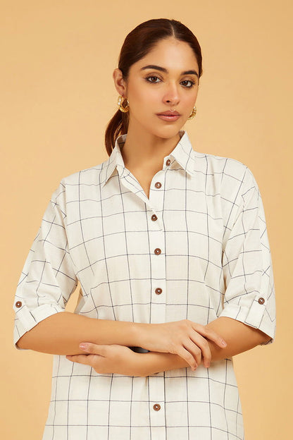 Premium Cotton Checks Shirt - Cyan India