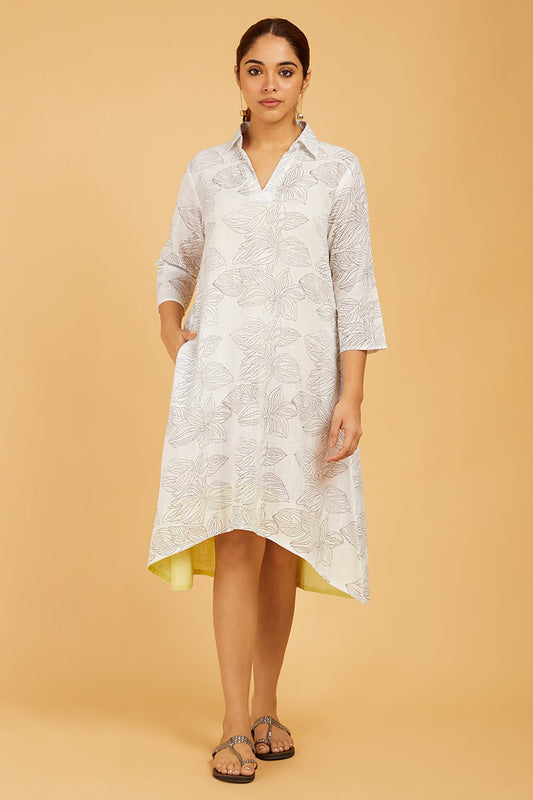Premium Cotton High-Low Dress - Cyan India