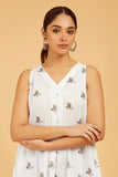 Premium Cotton Rose Print Kurta with Chevron Pants - Cyan India