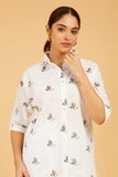 Premium Cotton Rose Print Shirt - Cyan India