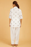 Premium Cotton Rose Print Shirt - Cyan India