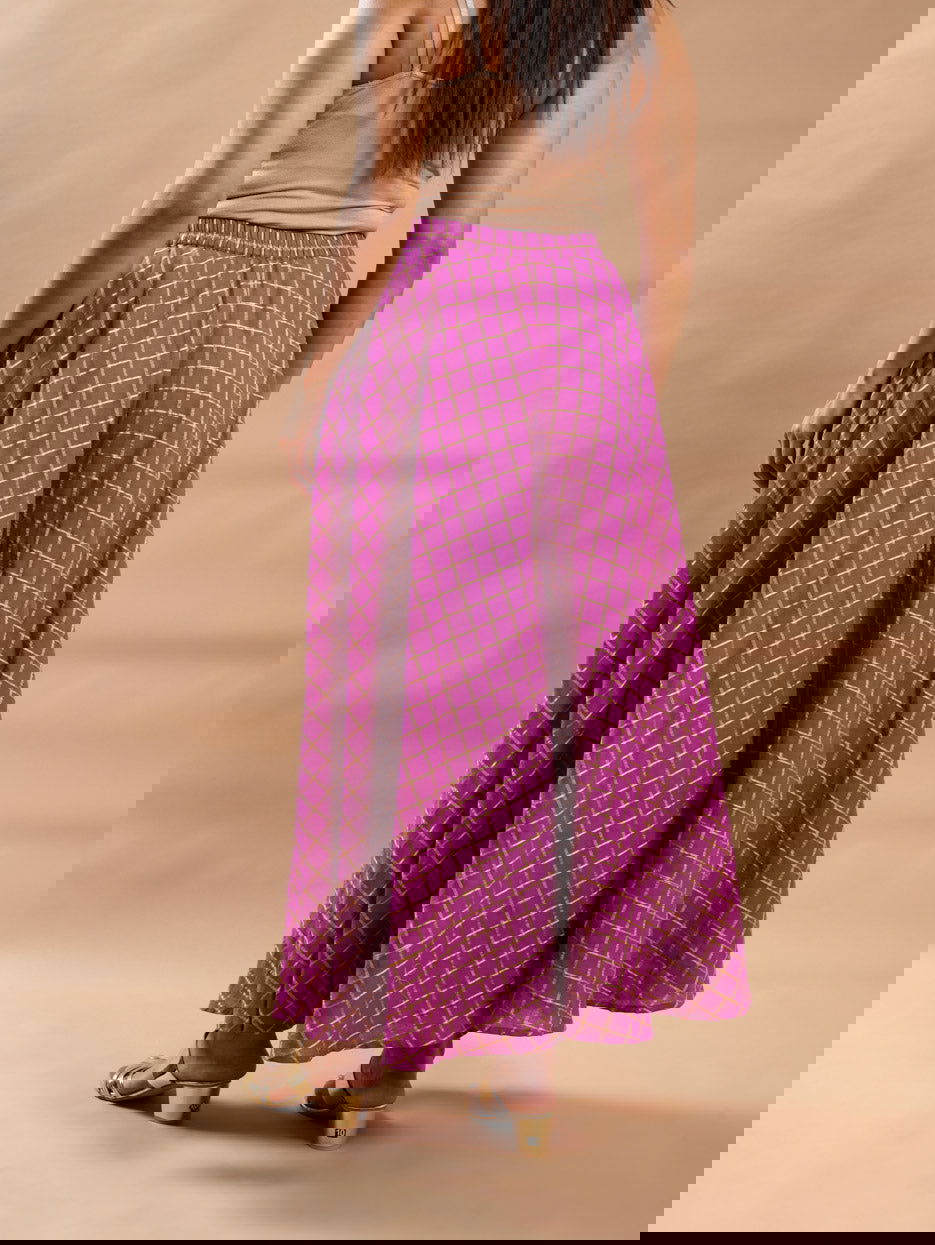 Purple lurex plazzo - Cyan India