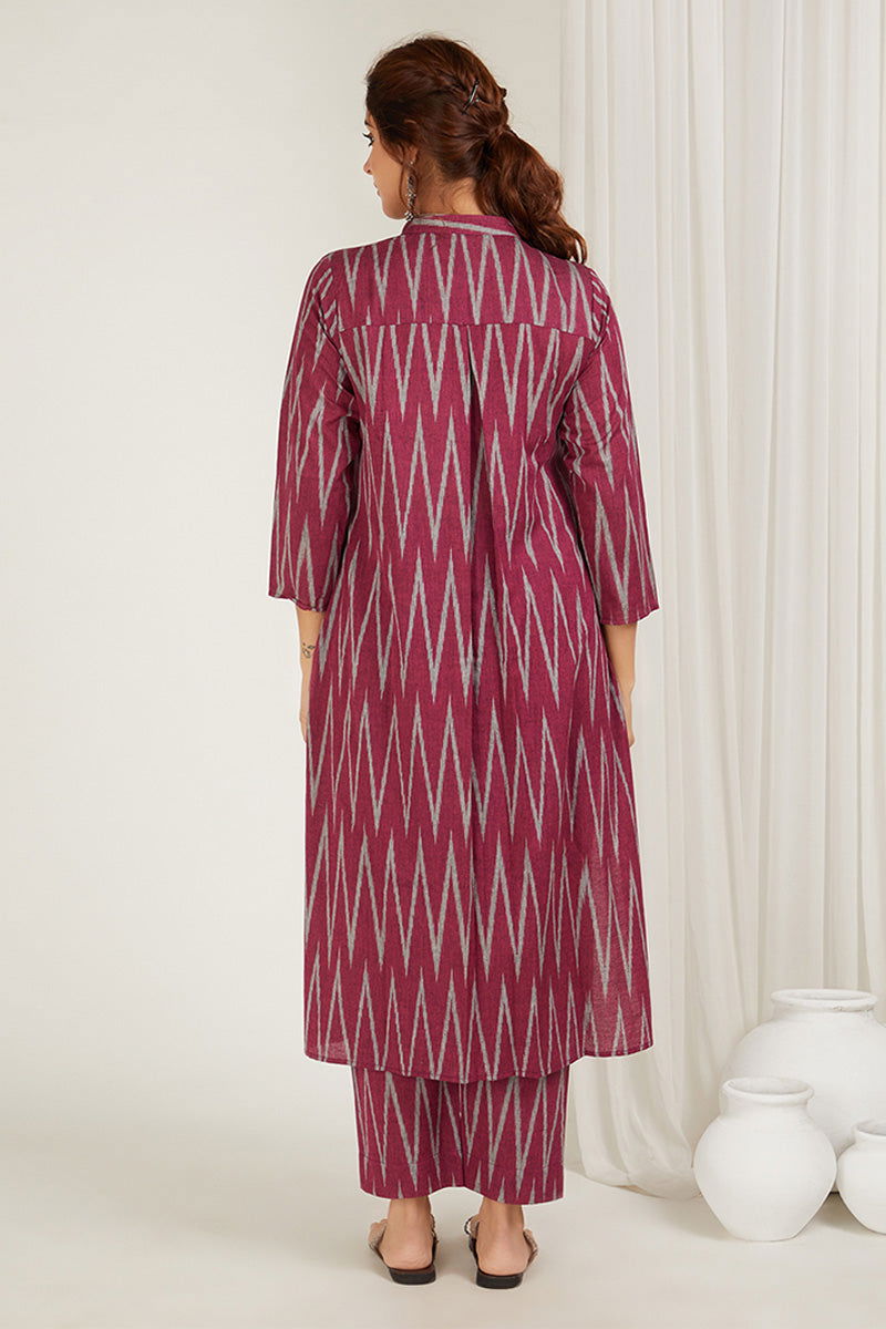 Rani Chevron Ikat Kurta - Cyan India