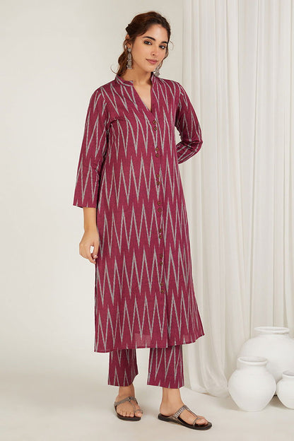 Rani Chevron Ikat Kurta - Cyan India