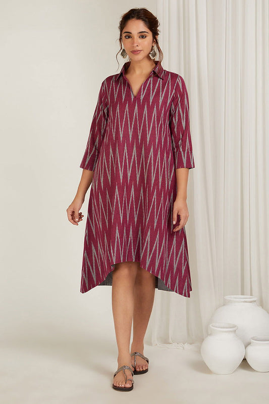 Rani Chevrons High-Low Kurta - Cyan India