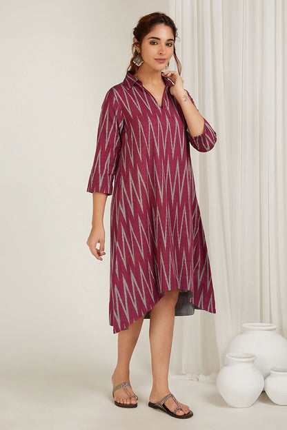 Rani Chevrons High-Low Kurta - Cyan India