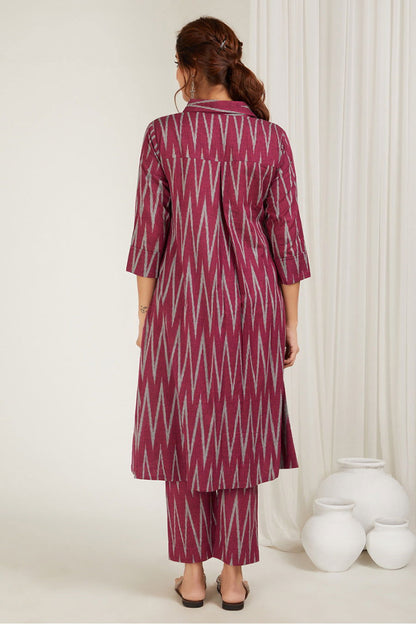 Rani Chevrons High-Low Kurta - Cyan India