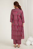 Rani Chevrons Ikat Kurta Set - Cyan India
