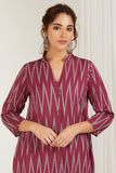 Rani Chevrons Ikat Kurta Set - Cyan India