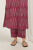 Rani Chevrons Ikat Kurta Set - Cyan India