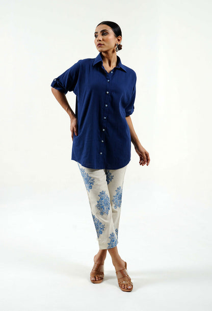 Rich Blue Cotton Shirt - Cyan India