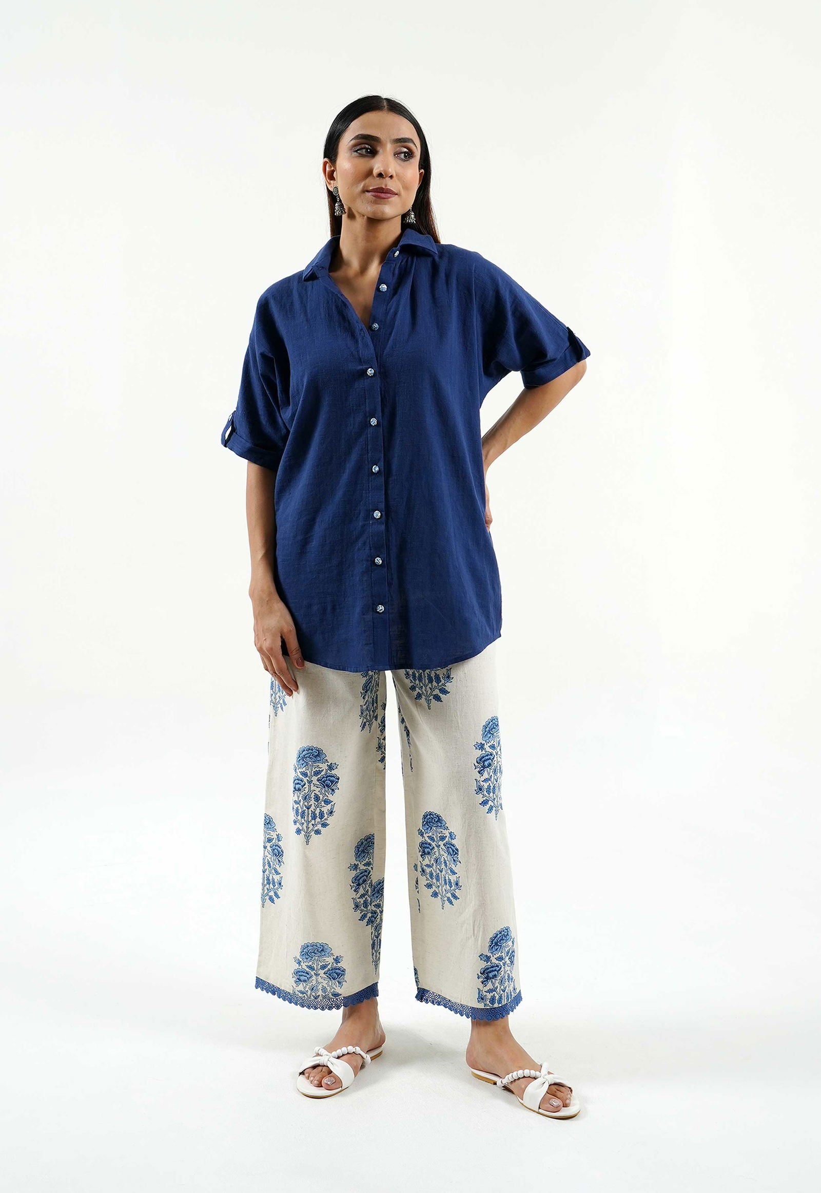 Rich Blue Cotton Shirt - Cyan India