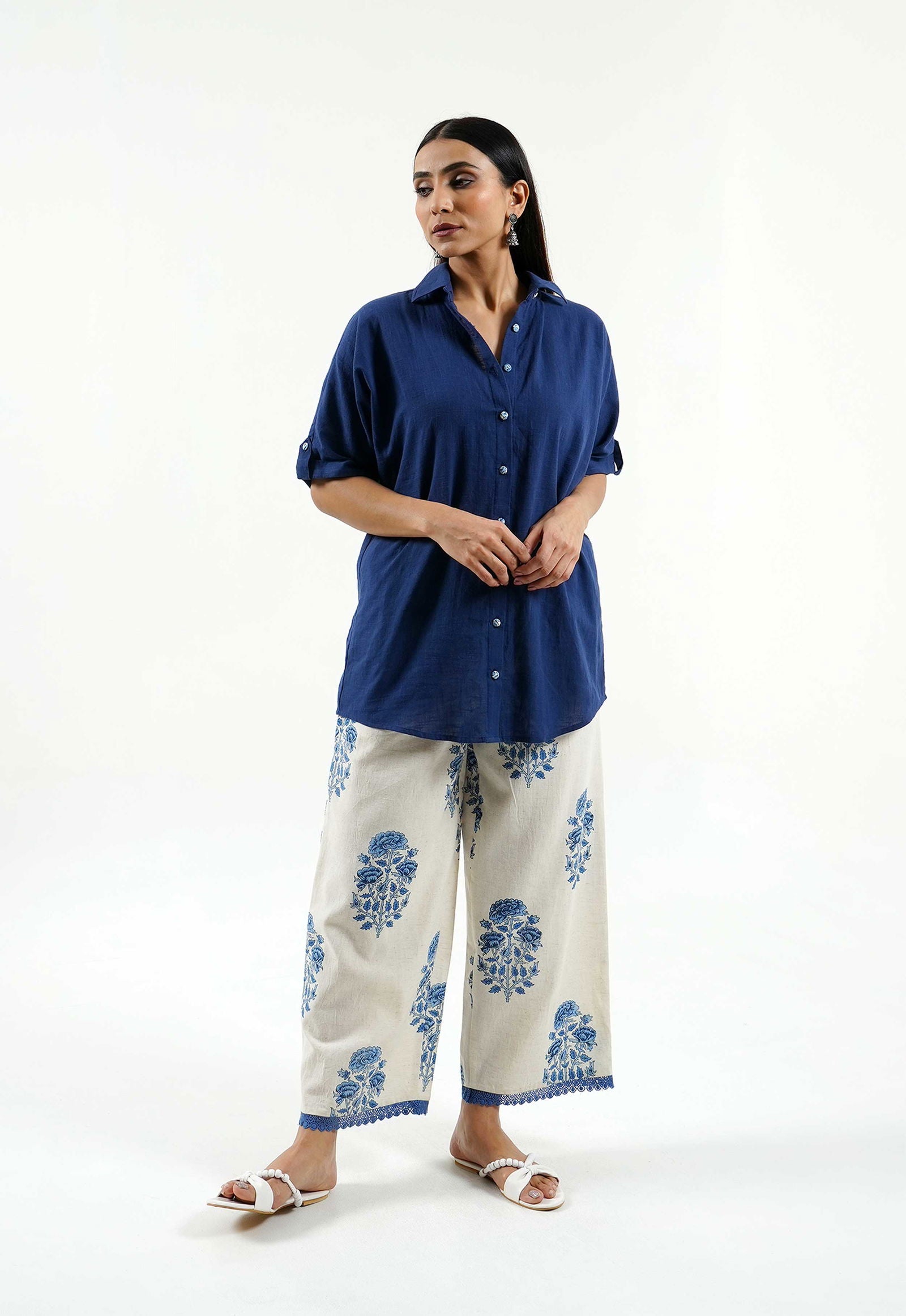 Rich Blue Cotton Shirt - Cyan India