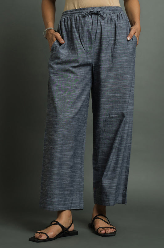 Slub Chambray Pants - Cyan India
