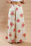 Summer Bloom Cotton-Linen Palazzo - Cyan India