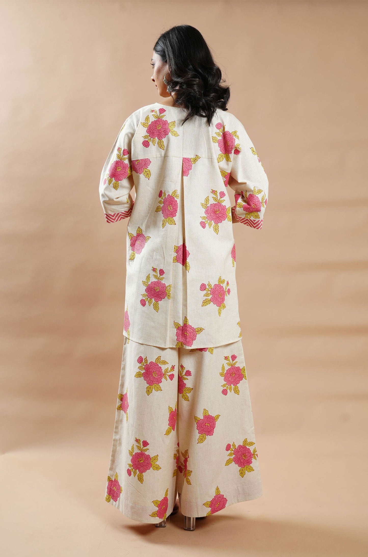 Summer Bloom Cotton-Linen Shirt - Cyan India