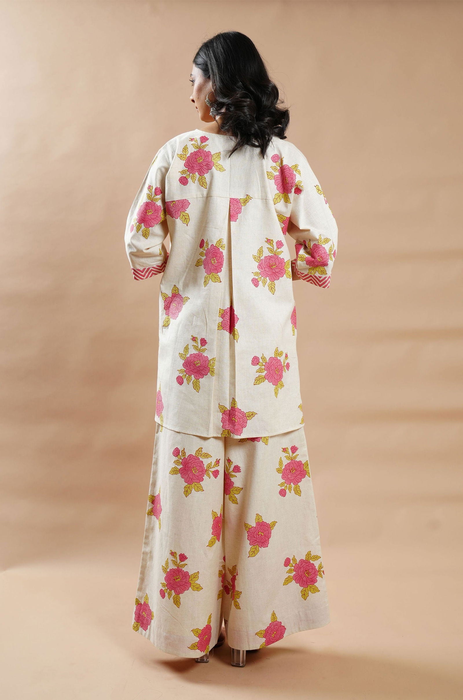 Summer Bloom Cotton-Linen Shirt - Cyan India