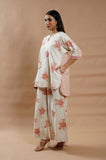Summer Bloom Cotton-Linen Top - Cyan India