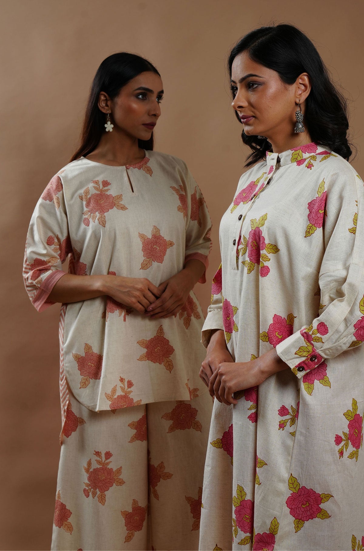 Summer Bloom Cotton-Linen Top - Cyan India