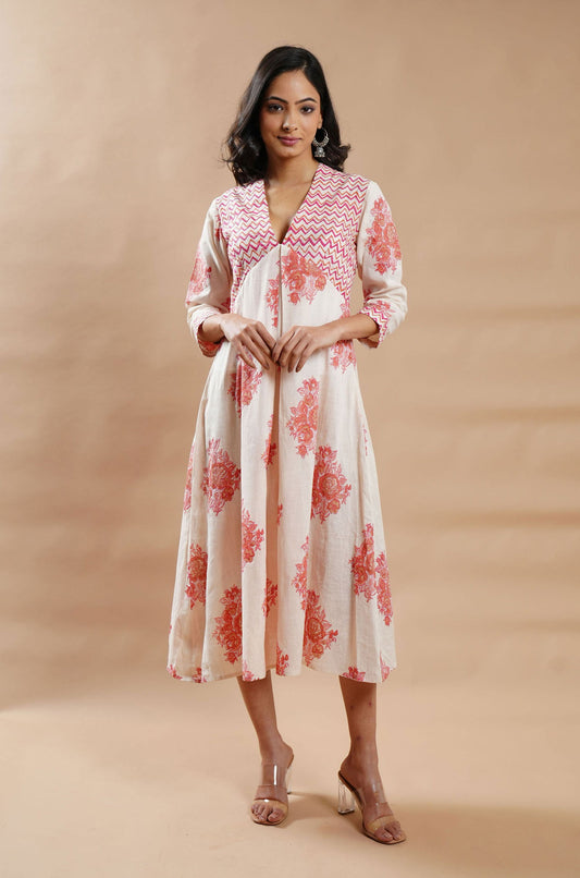 Summer Bloom Soft Cotton Dress - Cyan India