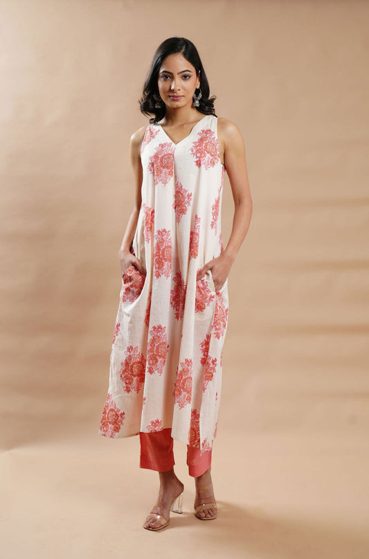 Summer Bloom Soft Cotton Kurta - Cyan India