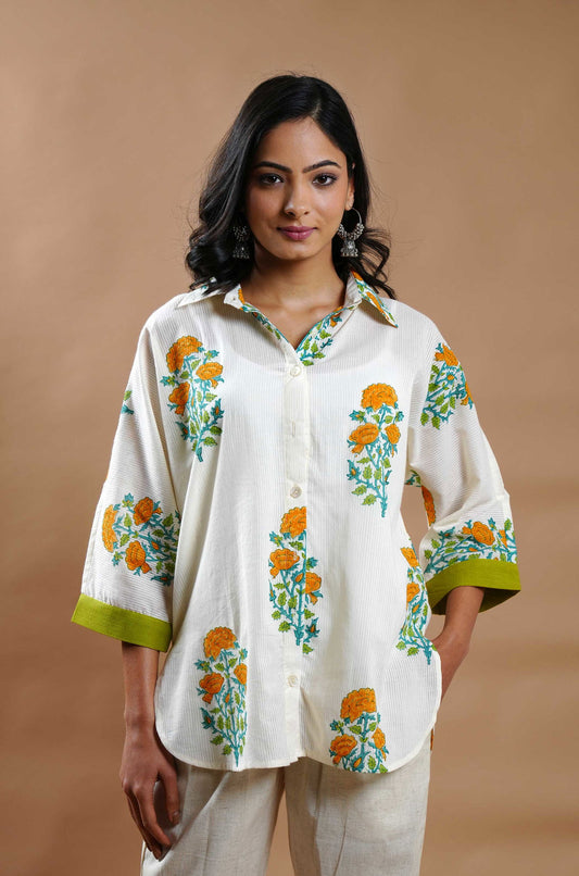 Summer Spruce Floral Shirt - Cyan India