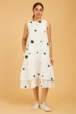 Uneven Polka Dots Layered Dress - Cyan India