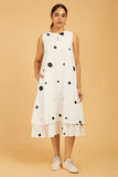 Uneven Polka Dots Layered Dress - Cyan India
