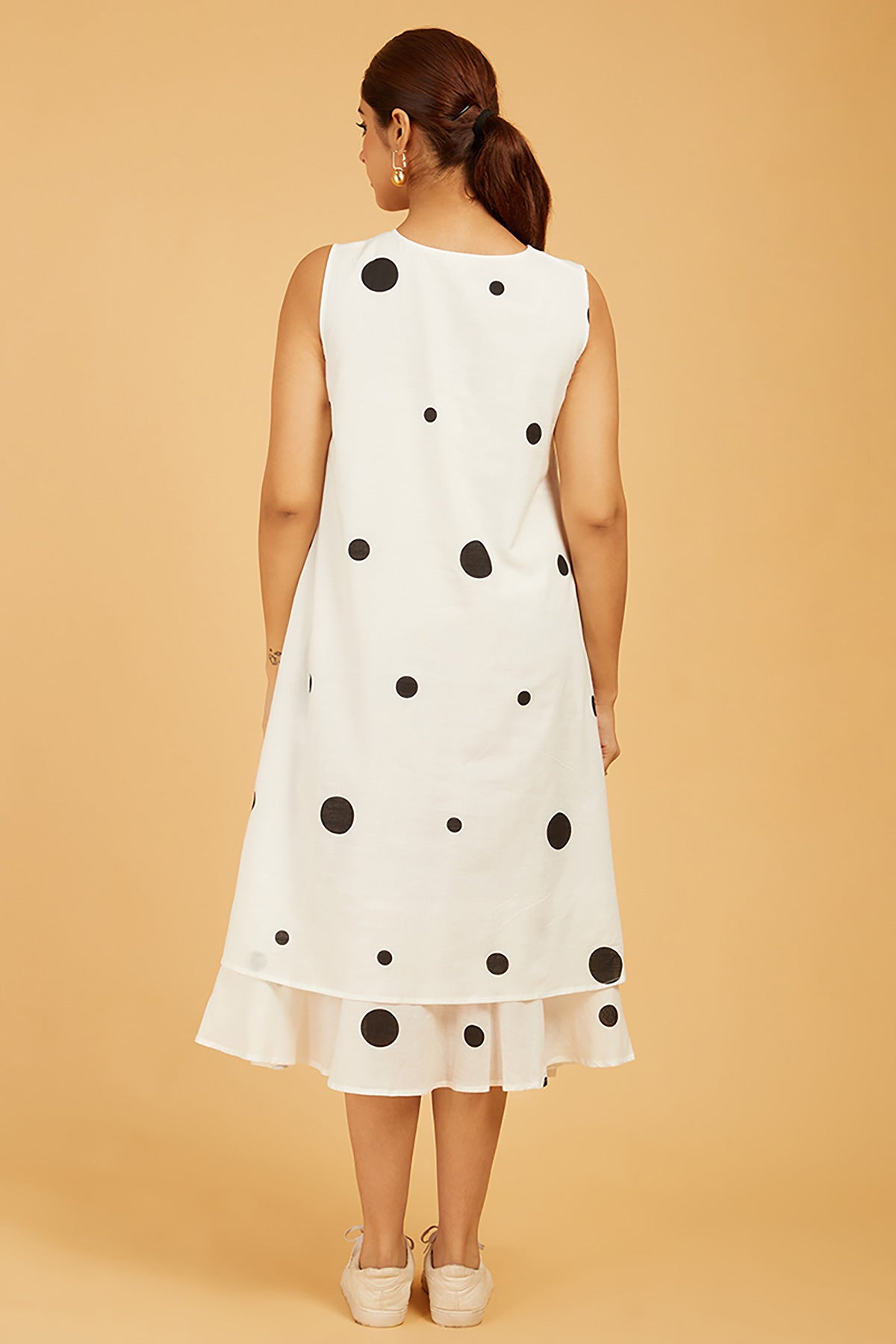 Uneven Polka Dots Layered Dress - Cyan India