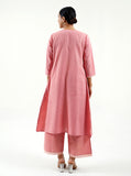 Old rose cotton kurta with lace work